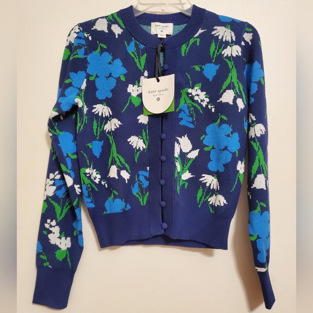 Kate Spade New York Women's Mixed Floral Cardigan - Blue/Green/White XS - Picture 11 of 15
